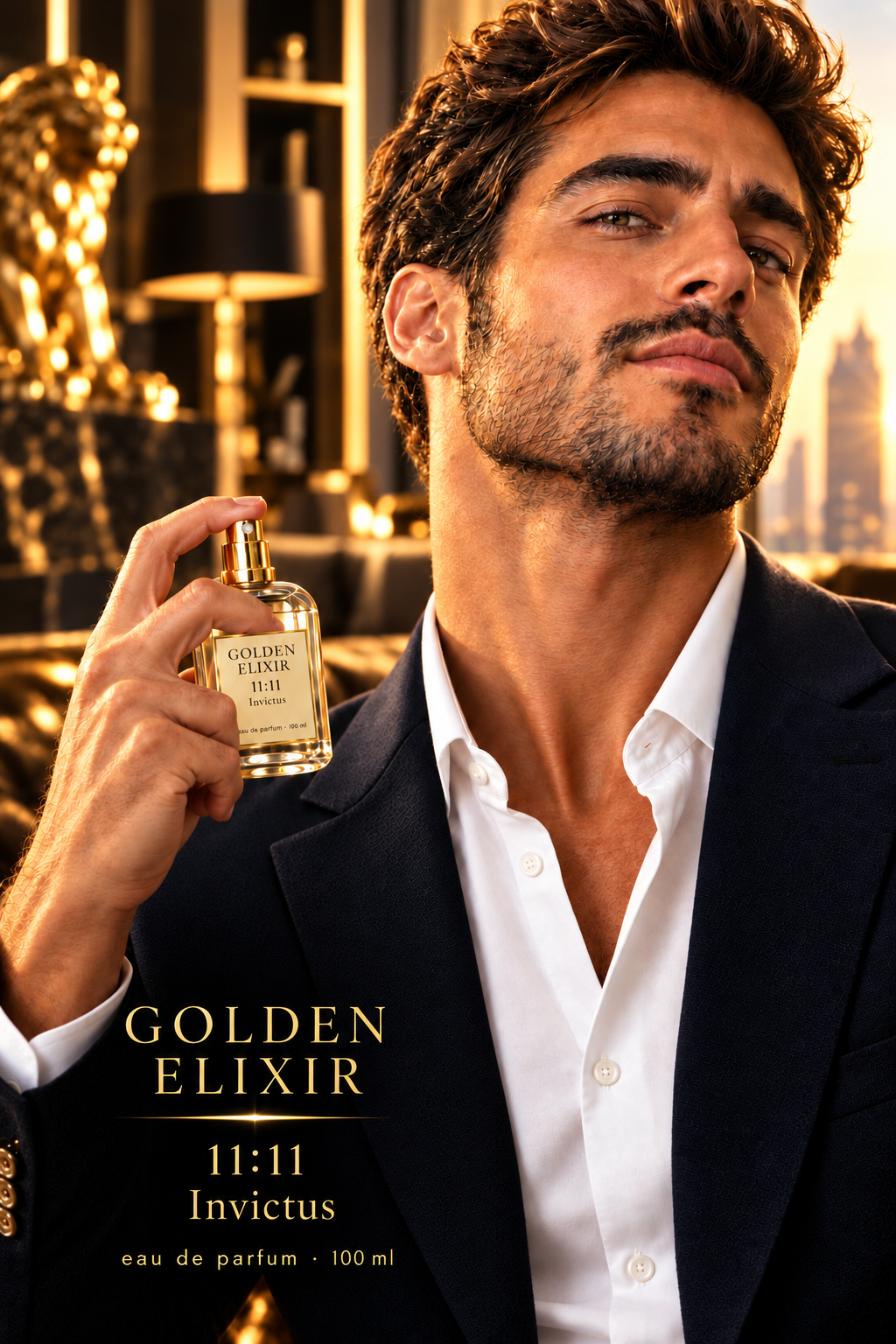 Golden Elixir Invictus 100ml lifestyle hombre interior